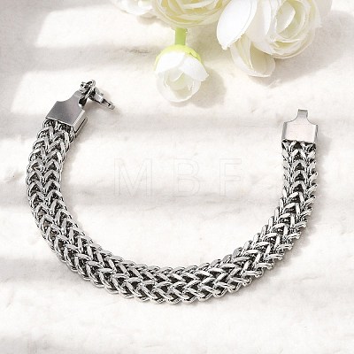 201 Stainless Steel Diamond-Cut Wheat Chain Bracelets for Men STAS-T077-07P-1