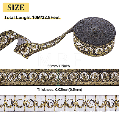 Ethnic Embroidery Polyester Flat Ribbons OCOR-WH0058-51-1