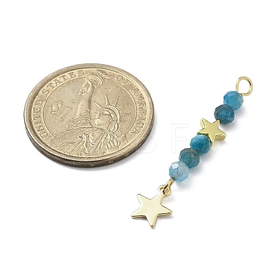 3Pcs 3 Styles Natural Apatite Faceted Round Beaded Pendants PALLOY-JF03604-05-1