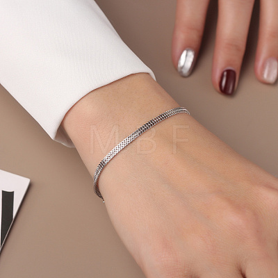 925 Sterling Silver Wheat Chain Bracelets for Women BJEW-A037-09P-1