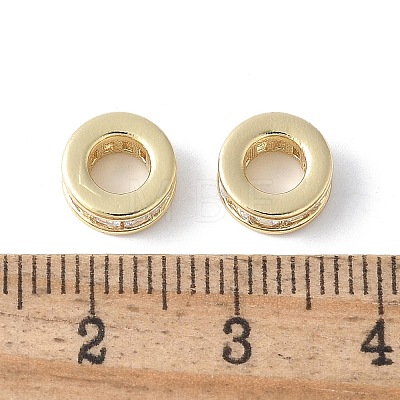 Brass Micro Pave Clear Cubic Zirconia Spacer Beads KK-F892-30G-1