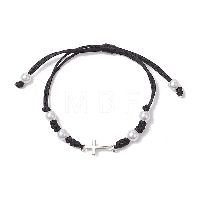 Cross Alloy Link Bracelets BJEW-JB11528-01-1