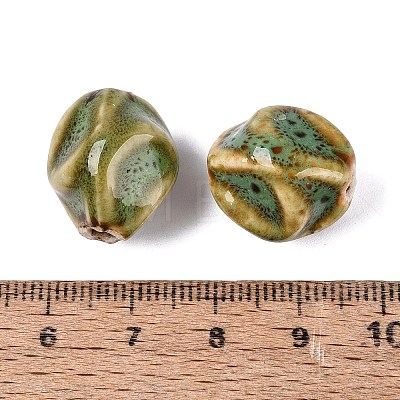 Vintage Handmade Porcelain Wrinkle Beads PORC-Q006-09E-1