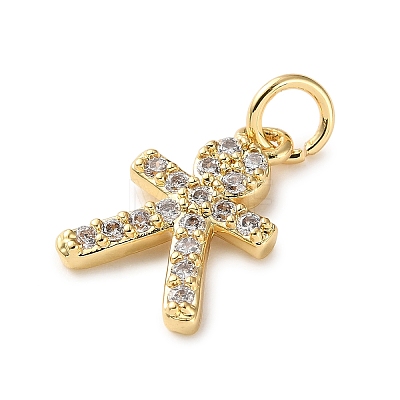 Brass Micro Pave Cubic Zirconia Charms KK-I383-05G-03-1