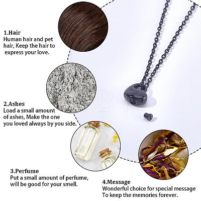 1Pc 304 Stainless Steel Heart Pendant Urn Ashes Necklaces NJEW-CN0001-20EB-1