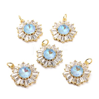 Brass Micro Pave Cubic Zirconia Pendants ZIRC-O044-21B-G-1