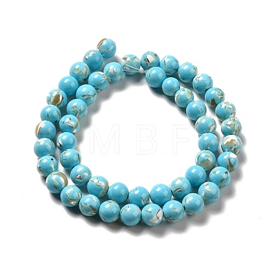 Synthetic Turquoise and Sea Shell Assembled Beads Strands G-D482-01B-07-1