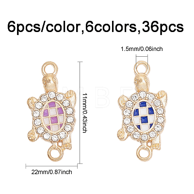 36Pcs 6 Colors Alloy Enamel Connector Charms FIND-CA0007-18-1