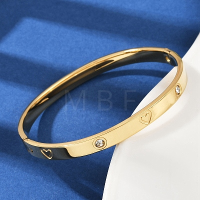 201 Stainless Steel with Rhinestone Bangles for Women X-BJEW-B138-04G-1