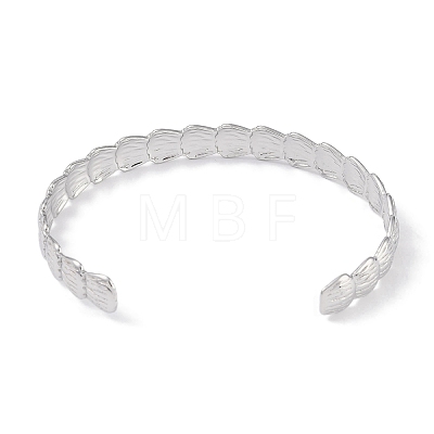 304 Stainless Steel Shell Shaped Open Cuff Bangles for Women BJEW-C071-18P-1