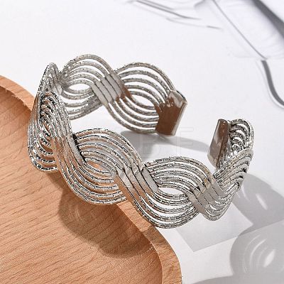 Electrophoresis Iron Cuff Bangles for Women BJEW-M057-02P-1