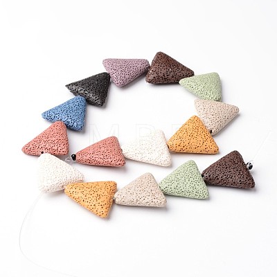 Dyed Triangle Synthetic Lava Rock Beads Strands G-F259-03-1