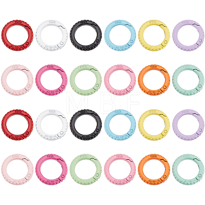   24Pcs 12 Colors Zinc Alloy Spring Gate Rings FIND-PH0017-35-1