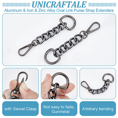 Unicraftale 2Pcs Aluminum & Iron & Zinc Alloy Oval Link Purse Strap Extenders FIND-UN0003-19B-1