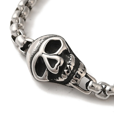 316 Surgical Stainless Steel Box Chain Halloween Skull Link Bracelets BJEW-Q349-13AS-1