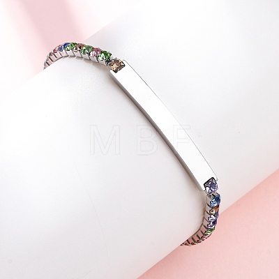 304 Stainless Steel Rhinestone Cup Chain Bracelets BJEW-G753-02P-01-1