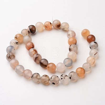 Natural Dendritic Agate Beads Strands G-D845-04-8mm-1