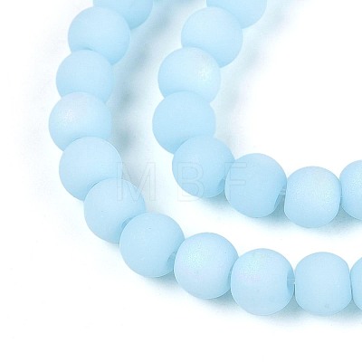 Frosted Opaque Glass Beads Strands GLAA-T032-P4mm-MBB10-1