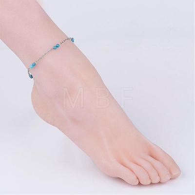 304 Stainless Steel Chain Anklets AJEW-AN00170-01-1