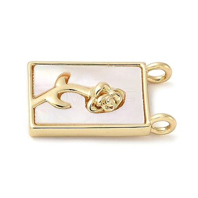 Brass Pave Natural White Shell Pendants KK-S522-02C-G-1