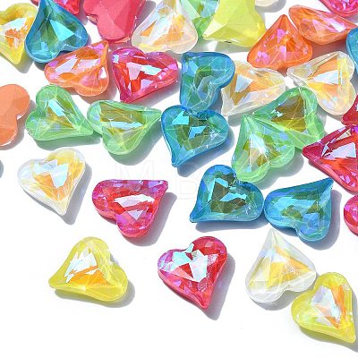 10Pcs Heart Translucent Glass Pointed Back Cabochons MRMJ-YW0001-062A-1