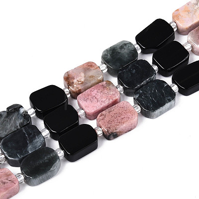 Natural Rhodonite & Eagle Eye & Obsidian Beads Strands G-N358-02A-03-1