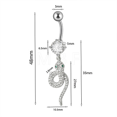 304 Stainless Steel Micro Pave Cubic Zirconia Belly Rings WG5C1DA-01-1