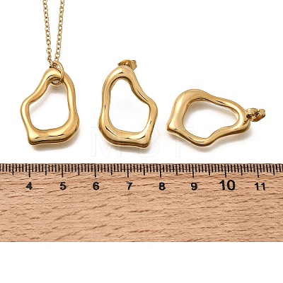 Irregular 304 Stainless Steel Pendant Necklace & Stud Earrings Sets for Women SJEW-E052-01G-1