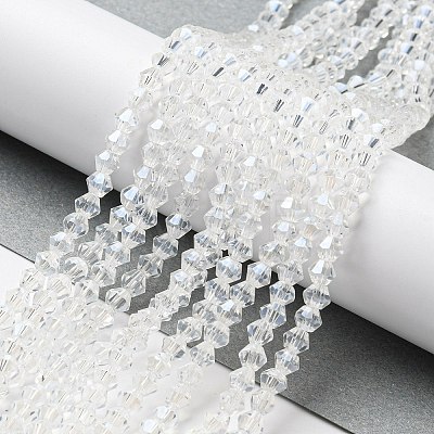 Transparent Electroplate Glass Beads Strands GLAA-F029-4mm-C13-1