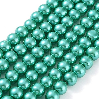 Baking Painted Pearlized Glass Pearl Round Bead Strands X-HY-Q330-8mm-29-1