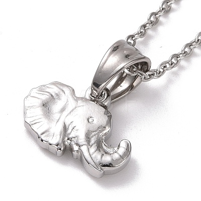 304 Stainless Steel Elephant Pendant Necklace for Women STAS-E154-26P-1
