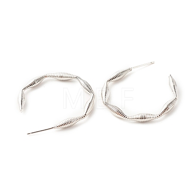 Brass Screw Textured C-shape Stud Earrings EJEW-A066-02P-1