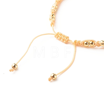 Round Brass Braided Bead Bracelet BJEW-JB07855-1