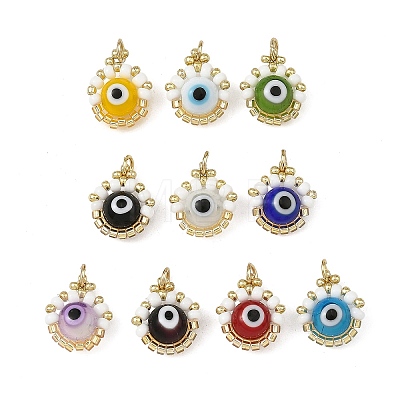 Handmade Lampwork & Glass Seed Beaded Pendants PALLOY-MZ01419-1