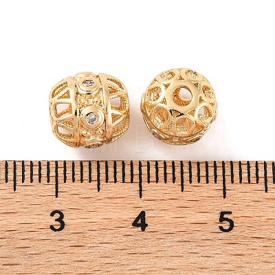 Brass Micro Pave Clear Cubic Zirconia Beads KK-S389-15G-1