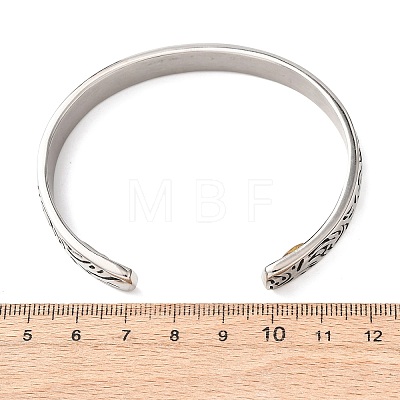 Engraved 304 Stainless Steel Cuff Bangles BJEW-P386-02AS-1