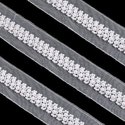 2Yards Netting Fabric Beaded Trim Ribbon OCOR-ME0001-64B-01-1