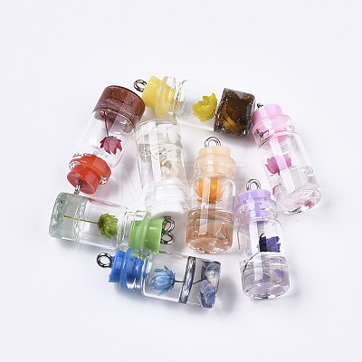 Glass Bottle Pendant Decorations GLAA-S181-12-1