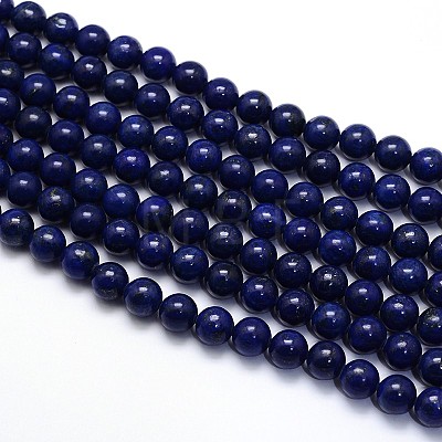 Dyed Natural Lapis Lazuli Round Beads Strands G-O047-06-10mm-1
