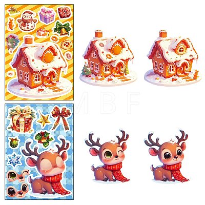 6Pcs Christmas Theme Cartoon Paper Stickers DIY-P085-14A-1