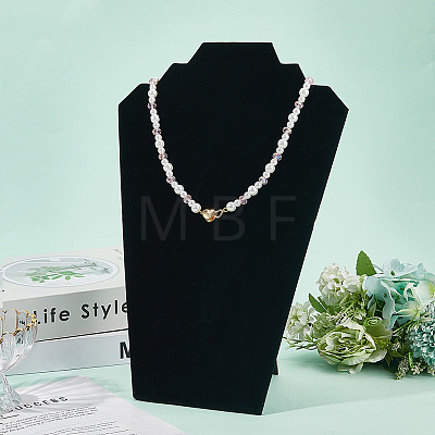 2-Slot Paperboard Covered with Lint Cloth Slant Back Bust Shaped Necklace Display Stands NDIS-WH20015-02A-1