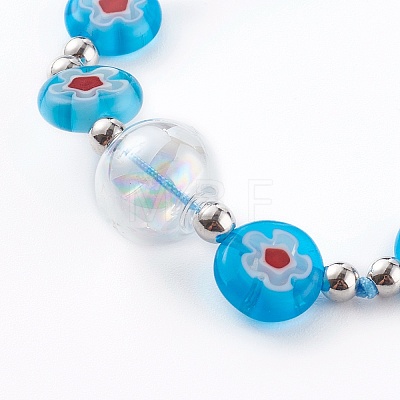 Adjustable Handmade Millefiori Glass Beaded Bracelets BJEW-JB06074-04-1