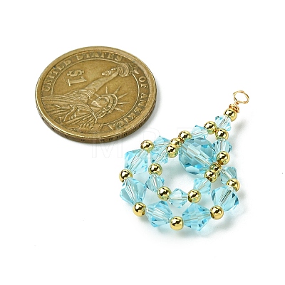 Imitation Austrian Crystal Beads with Eco-Friendly Copper Wire and Brass Beads Pendants PALLOY-JF03285-03-1