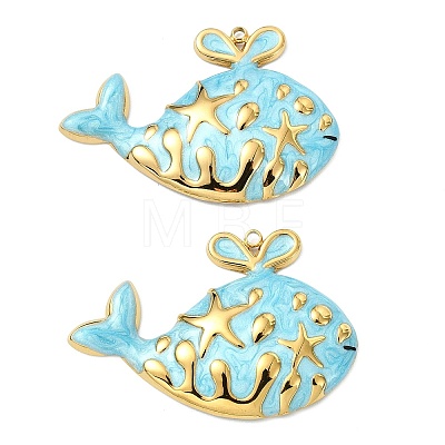 Ocean 304 Stainless Steel Enamel Pendants STAS-T076-08F-03G-1