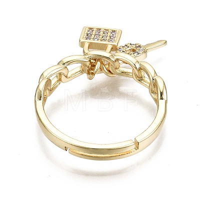 Adjustable Brass Micro Pave Clear Cubic Zirconia Finger Rings RJEW-S044-142-NF-1