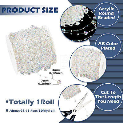 Acrylic Round Beaded Link Chains DIY-MB0007-001A-1