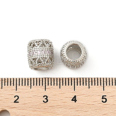 Brass Micro Pave Cubic Zirconia European Beads KK-P297-05P-04-1