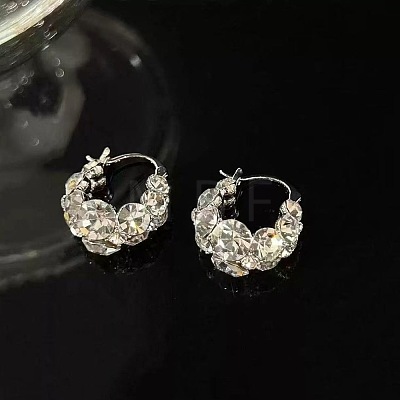 Brass & Crystal Rhinestone Hoop Earrings FS-WG0779A-01-1