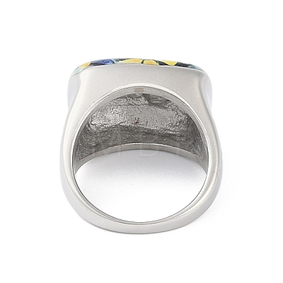 304 Stainless Steel Enamel Wide Finger Rings for Women STAS-U013-01B-P-1