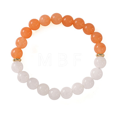 Natural White Jade Round & Topaz Jade Beaded Stretch Bracelets for Women Men BA4782-1